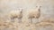 Impasto Minimalistic Zen Painting Of Sheep On Soft Beige Background