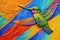 impasto painting variety image of of birds with bold vibrant colors shading by Van Gogh