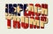 Impeachment banner. Stylized inscription IMPEACH TRUMP textured by USA grunge flag. To illustrate the political process