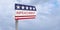 Impeachment Direction Sign With US Flag, 3d illustration against cloudy sky