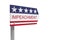 Impeachment Direction Sign With US Flag, 3d illustration isolated on white background