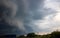 The impending squall, storm and rain. Steppe approaching storm, thunderstorm, tornado, mesocyclone, climate, shelf cloud