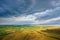 An impending thunderstorm over the steppe and mountains in Khakassia