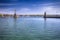 Imperia statue in harbor of Konstanz city with a view to lake Constance. Konstanz is a city located in the south-west corner of G