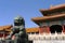 An imperial guardian lion in Forbidden City