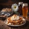 Imperial Ipa Waffle With Whipped Cream And Beer
