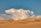 Imperial sand dunes near Yuma, Arizona. Aerial with blue sky and puffy white clouds