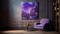 Imperial Stout Room: Large Purple Texture Art Piece With Chair