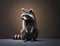 impish raccoon with a pointed snout rises to its hind legs ready for a snack. Cute creature. AI generation