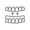 Implanted teeth vector line icon, sign, illustration on background, editable strokes