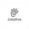 Imple black line creative hand logo design template