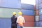 Import and Export concept. Container Shipping Logistics of import and export transportation industry. The back of foreman and