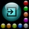 Import with inside arrow icons in color illuminated glass buttons