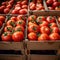 Import tomatoes, red harvest, packed in a carefully curated box