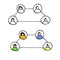 Importance of social distance, isolation. Way of coronavirus spreading. Social networks, communication, friendship. Simple vector