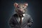 Important looking rat boss in business suit, corporate portrait over dark background. Generative AI realistic illustration