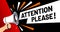 Important message attention please banner. Priority advice, paying attention and megaphone in hand vector illustration