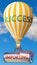 Importing and success - shown as word Importing on a fuel tank and a balloon, to symbolize that Importing contribute to success in