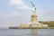 The imposing statue of liberty in New York, United States