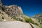 The imposing, winding twisty mountain road through Tensleep Canyon, part of the Cloud Peak Skyway through the Wyoming Bighorn