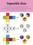 Impossible dices Educational Sheet. Primary module for Logic Reasoning. 5-6 years old