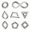 Impossible objects: triangle, infinity symbol, circle, square. Vector shapes