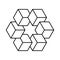 Impossible shape made of cubes with a star in the middle. Linear 3D cubes make complex polygon.