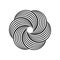 Impossible symbol. Rounded floral linear shape. Infinite knot sign. Overlapping thin lines form. Optical illusion art