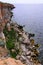 An impregnable precipitous rocky shore in the eastern Crimea