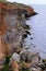 An impregnable precipitous rocky shore in the eastern Crimea