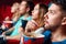 Impressed cinema viewers with popcorn