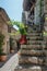 Impression of the narrow streets in the old center of the  picturesque medieval French village of Eze