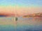 Impression Sunrise, Sail Boat in Bay, Oil Painting Style