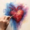 Impressionism Heart Drawing With Restrained Brush Strokes