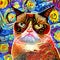Impressionist Abstract Style Grumpy Cat Portrait