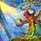 Impressionist Abstract Style Underwater Octopus