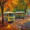 Impressionist art style minibus, hand drawn & artistic