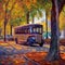 Impressionist art style minibus, hand drawn & artistic