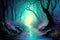 Impressionist Fairy Forest, Night time Mystery and Magic, Fairytale Walk into the Haunted Woods