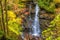 Impressionistic Style Artwork of an Autumn Waterfall