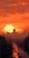 Impressionistic Sunrise: Red Sky And City Lights