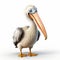 Impressive 3d Cartoon Pelican: Pixar Style, Realistic Lighting, Uhd