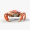 Impressive 3d Model Illustration Of An Orange Crab On White Background