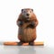 Impressive 8k Uhd Cartoon Groundhog On Wooden Stick