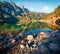 Impressive autumn scene of Vorderer  Gosausee  lake. Fabulous morning view of Austrian Alps, Upper Austria, Europe. Beauty of