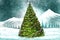 Impressive christmas trees in winter landscape with snow card background