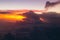 Impressive clouds at sunrise over Maldives islands. Soft focus