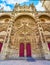 Impressive facade of the gothic cathedral of Salamanca,