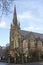 The impressive Fisherwick Presbyterian Church on the Malone Road in Belfast Northern Ireland on a wet and cool spring evening