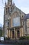 The impressive Fisherwick Presbyterian Church on the Malone Road in Belfast Northern Ireland on a wet and cool spring evening